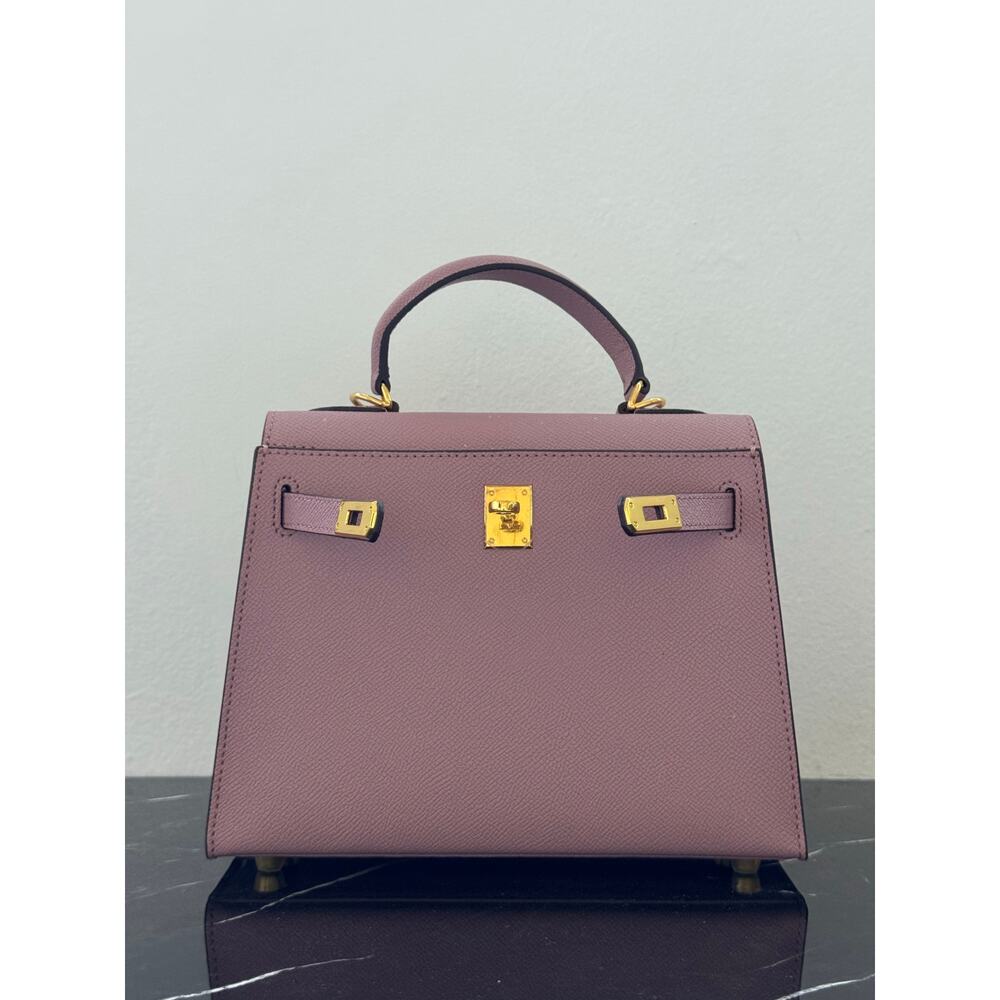 Mauve “Kelly-Style” Top Handle Bag